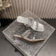 High-heeled rhinestone sandals for women in summer wear transparent one-length striped crystal heels two-size sandals silver (Rongda/KO1) 37