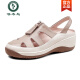 Woodpecker 2025 summer new style sandals for women without tired feet and soft soles mother leather shoes genuine leather wedge women's shoes breathable shoes 688丨Bei white 35