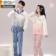 Modal couple's pajamas pure. Cotton one man and one woman spring and autumn long sleeves women cute cartoon large size men's home clothing set AQT 9855 L single woman