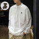Yingtang Autumn Henry Collar Long Sleeve T-Shirt Men's Plus Velvet Large Size POLO Bottoming Shirt Spring and Autumn Men's Sweater White Autumn Style Regular M Recommendation-115Jin Jin is equal to 0.5kg