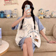 
Aifenrou pajamas for women in summer pure cotton short sleeve thin cute cartoon girl students can wear home clothes suits outside in summer 826 Laurel Dog M Weight Recommended 75-95Jin [Jin equals 0.5 kg]