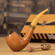 
Sharphan (SAVINELLI) Italian handmade pipe heather wood P243 honey coated filter pipe with pressing stick men's gift [677 bucket type classic brandy large bucket]