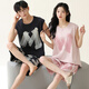 Fuxinkang couple pajamas pure cotton shorts for summer men and women sweet and cute cartoon large size can be worn outside home clothing suit AM-739 XL - men [height 170-175-weight 120-140]