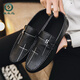 Holzspecker fahren Bohnenschuhe für Frühlings- und Sommer -Trend koreanische vielseitige Schuhe mit einem Fuß, faul britische Freizeitlederschuhe D838 Black 39