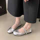 Zapatos lisos mary zhen para mujeres plateados zapatos de solo luz plana francesa zapatos de cuero pequeño zapatos de cuero pequeño zapatos de abuela de un pie con falda zapatos de solo boca de luz
