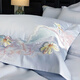 Mengyan MENGYAN's new 100-count pure cotton four-piece set, light luxury long-staple cotton 100% cotton bed sheets and duvet covers, thickened warm bedding, Cloud Blossoms - Baby Blue Sheet Type 1.5 meters (quilt cover 200*230cm)