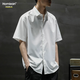 Homlean Japanese literary short-sleeved shirt for men in spring and summer solid color basic cool half-sleeved shirt HL12 white XL Homlean Japanese literary short-sleeved shirt for men in spring and summer solid color basic cool half-sleeved shirt HL12 white XL