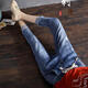 Meng Xianghe ripped denim cropped pants for women summer elastic waist harem pants thin Korean version versatile embroidered casual trousers 3523# light blue seven-point 26