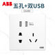 ABB Yingzhi series elegant white switch socket one open double three holes 16A five holes USB household 86 type panel oblique five holes CA205