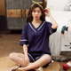 Hengyuanxiang Pyjamas weibliche fette Mädchen Sommer Baumwolle kurzärmelige V-Neck-Shorts Anzug plus Größe 240 Jin [Jin ist gleich 0,5 kg] Lose Heimkleidung 6x ZJ679 2xl [140-160 Jin [Jin gleich 0,5 kg]]