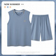 Langsha Pyjamas Herren Sommermodal Weste ärmellose Shorts Herrenhaus Kleidung Sommer dünne Eisseide DGG-AM-1227 L