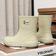 Bainike rain shoes for women, fashionable outside wear internet celebrity mid-tube rain boots, anti-slip water shoes for kitchen work, step on water rubber shoes plus cotton to keep warm, off-white 38