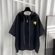Yushida Hong Kong-Stil mit Kapuze mit Kurzärärmelanzug Herren Sommer Trendy Printed T-Shirt Handsome Ganze passende weiße T5019+Grey K9215 S Geeignet (85-105jin [Jin gleich 0,5 kg]))