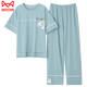 Catman (Miiow) Pajamas for Women for Summer Pure Cotton 2025 Nouveau pantalon à manches courtes Clothing Home Clothing pour le costume de coton mince 7374 Green 2xl 140-160jin [Jin est égal à 0,5 kg]