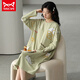 MiiOW neuer Stil Nachthemd für Damen Frühling und Herbst reine Baumwolle Cartoon süßer langärmeliger Pyjama Internet-Promi-Stil gestreifte Heimkleidung Winterstil W9764 langärmeliges Nachthemd M 70-90Jin Jin entspricht 0,5 kg