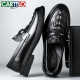 Cartelo Men's Business Casual Shoes de cuero con un pie transpirable Softhide Crocodile Patrón de cocodrilo Zapatos de cuero Hombres 9896 Negro 38