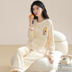 Yalu pijamas femenino puro algodón 2025 nuevo internet pajamas pajamas spring y otoño gran tamaño manga larga juego de ropa para el hogar nswr-01n9901 L [sugerido 100-120Jin [Jin equivale a 0.5 kg]]
