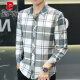 皮尔卡丹（pierre cardin）春秋新款冰丝长袖衬衫男格子休闲衬衣上衣服薄款防晒外套潮流 灰色 【长*袖】719 M 90-104斤