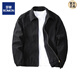 ROMON spring and autumn American business casual youth lapel jacket men's outdoor workwear washed cotton versatile top black (single layer) M 120-138
