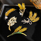 WOUG high-end golden wheat ear brooch women's anti-exposure chest artifact pin suit coat jacket 5# double wheat ear