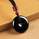Jin Shi Ling Natural Obsidian Pendant Peace Buckle Necklace Six Words Proverbs Crystal Pendant for Men and Women in the Year of the Zodiac as Birthday Gifts