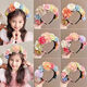 Daiyan children's imitation hairpin flower headband, flower headband, ethnic style girl's Hanfu garland hair accessory, girl's hairpin flower fairy garland, hairpin flower headband - 1 pack (random color)