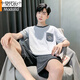 Pajamas de hombres modales puros. Pantalones cortos de verano de algodón pantalones cortos para hombres jóvenes sencillos de verano de gran tamaño de mediana edad set 8841 3xl hombres (adecuado para 160-180Jin [Jin es igual a 0,5 kg])