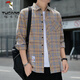 Specht (Tucano) Hemd Herren 2025 Plaid Casual Frühling und Herbst Langarmed Hemd Top Retro Loose Summer Vielseitige Jacke K12108 Weiß 145-160jin [Jin gleich 0,5 kg] 2xl