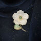 
QUAMER old phoenix retro sea water shell emperor stone flower brooch women high-end design niche suit large X2677-1-168 Golden green emperor stone shell flower
