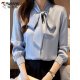 Woodpecker Chiffon Chiffon Chiffon Femenina de manga larga Spring y otoño NUEVA IMITACIÓN Temperamento de seda Base Base Blue 9276 S _80-95Jin [Jin equivale a 0.5 kg]