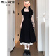 
Cotton Hepburn style black French short-sleeved dress for women in summer new style slim Guangzhou thirteen-row gentle style long skirt black long style [1595 high quality 29.5] XL 115-130Jin [Jin equals 0.5 kg]
