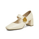 
Best 25 spring retro Mary Jane shoes thick heel square toe women's singles M1509AQ5 beige 35