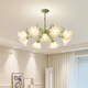 
XMSJ French pastoral living room chandeliers creative internet celebrity lily of the valley flower lamp American country retro lamp restaurant bedroom lamp YL6627 green three-head disc 35CM warm light