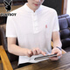 
Playboy summer short-sleeved T-shirt men's thin ice silk V-neck Chinese style Tang suit short-sleeved T-shirt base shirt men's clothes khaki 9193 4XL