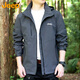 Jeep (JEEP) jacket men's autumn and winter casual hooded jacket men's trendy loose assault clothes men's gray XL
