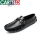 
CARTELO brand bean shoes for men versatile trendy leather lazy casual leather shoes business black one-footed spirit young men shoes men black 9880 lace-up style store gift bag 41
