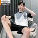 Pajamas de hombres modales puros. Pantalones cortos de verano de algodón pantalones cortos para hombres jóvenes sencillos de verano de gran tamaño de mediana edad set 8841 3xl hombres (adecuado para 160-180Jin [Jin es igual a 0,5 kg])