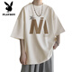 Playboy (Playboy) Aprikosenfarbe kurzärmeliges T-Shirt für Herren Sommerdünne Modelmark