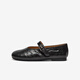 Bata Mary Jane Sheepskin Buch Frauen 2025 Spring Retro Gabing Muster Schafkinne weiche Einzelschuhe Auo01aq5 Black 38