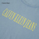 Calvin KleinJeans25春夏新款男士休闲潮流ck字母印花净色纯棉短袖T恤4RB854G CFF-星蓝 M