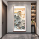 Good wood Rising Sun in the East Hand-painted Mount Tai Sunrise Chinese Painting Entrance Hall Hall Hanging Painting Decorative Painting Ink Landscape Painting Mural A-Rising Sun in the East 70*140cm HD Giclee Elegant Walnut Solid Wood Frame Solid Wood Thin Frame