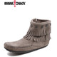 
MINNETONKA mini Thangka tassel boots for women European and American style button decoration women's boots 691T-GRY-Gray 36