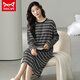 Catman Miiow New Nightgown pour les femmes au printemps et à l'automne Coton pur ancon de coton mignon à manches longues à manches longues Internet Célébrité Style Home Clothes Home Style W9763 Champe de nuit à manches longues M 70-90Jin [Jin est égal à 0,5 kg]