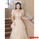 Yinshi new evening dress, female sense, niche light luxury, birthday coming-of-age ceremony, vocal and art test host, high-end banquet, champagne color S