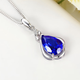 Kuang Yi water drop pear-shaped sapphire pendant for women 925 sterling silver plated 18K gold tanzanite royal blue sapphire clavicle necklace single pendant (without chain)