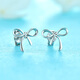Gold Supreme PT950 Platinum Earrings Sparkling Bow Women's Versatile Platinum Earrings Birthday Gift Price 1.31g