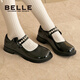 百丽童鞋女童黑皮鞋演出鞋春秋儿童学生鞋乐福鞋中大童单鞋 黑色28