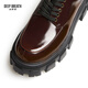 DEEP BREATH Deep Breath Women's Shoes Cowhide Thick Sole Low Top Strap Gentleman Single Shoes Women's AX13066 Brown 37