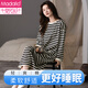 
Modal nightgown for women pure cotton long-sleeved women 2025 new spring and autumn Youfan home clothes pregnant women pajamas for women can be worn outside LMS:LMSJ1105 black and white houndstrap stripes XL 170