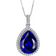 Hunter sapphire pendant 925 sterling silver plated with 18K gold inlaid with tanzanite color baby stone drop-shaped precious gemstone necklace pendant + chain